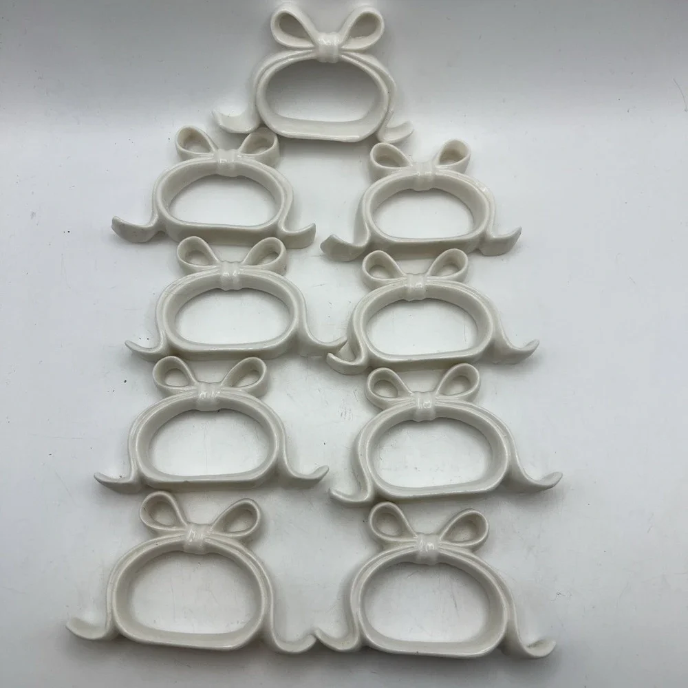 Vintage Ceramic Bow Napkin Rings Set of 8+1 (spare) | Coquette Cottagecore Table